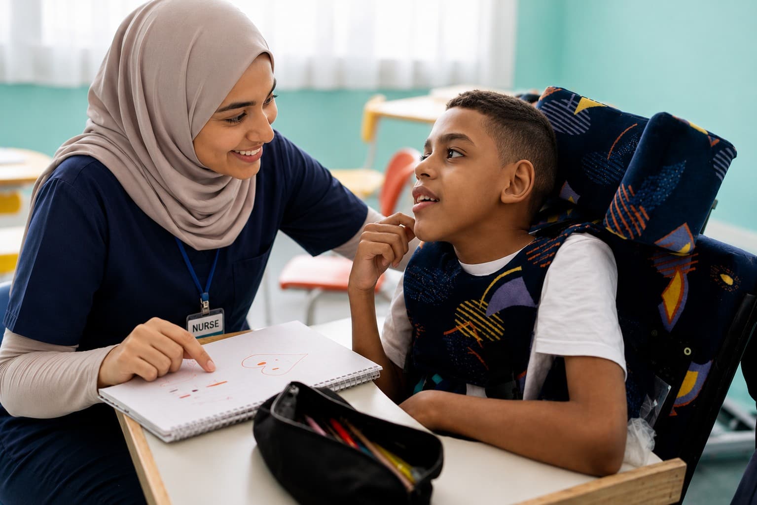 A community nurse providing clinical care to a participant
